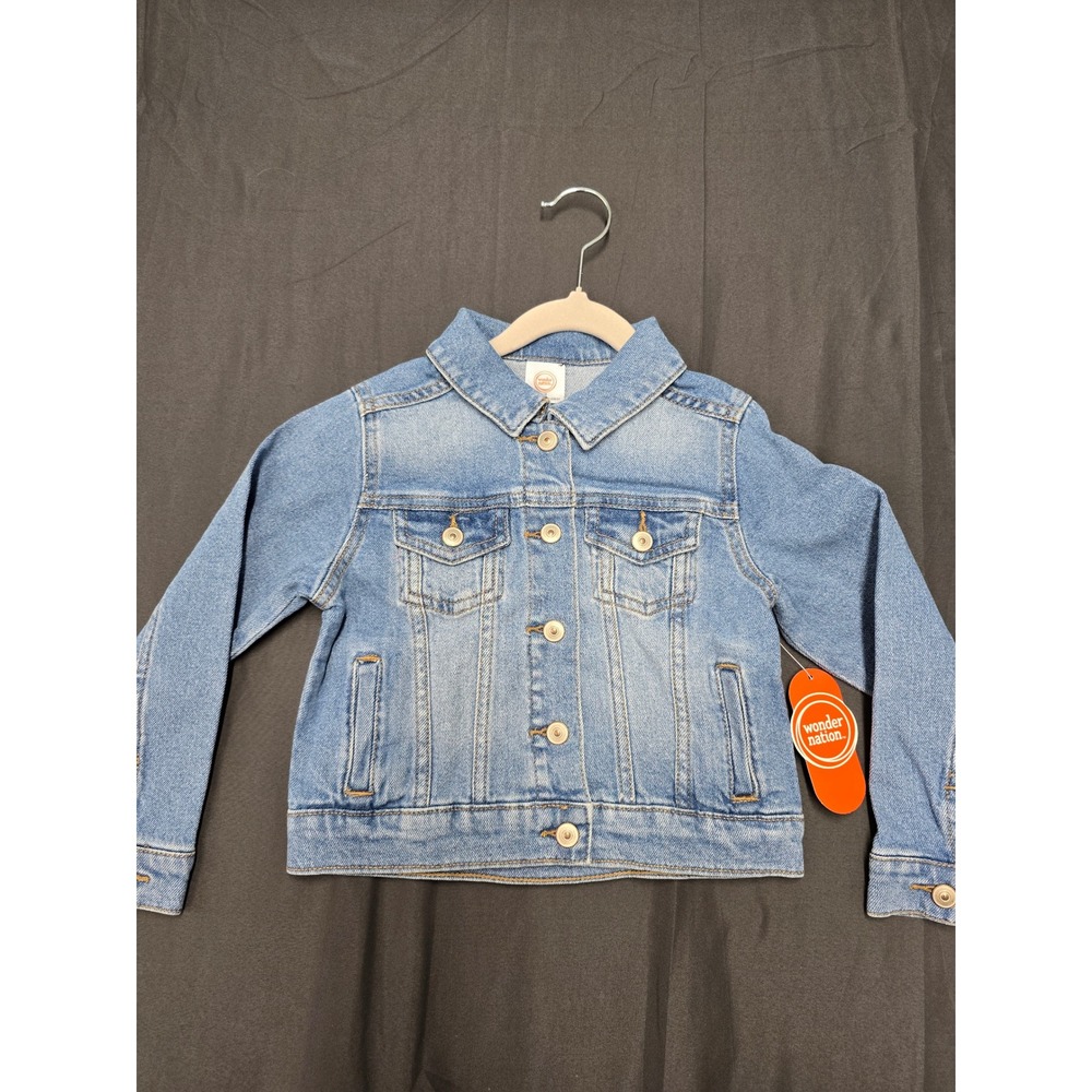Wonder Nation Toddler Girls Boys Denim Jacket Light Wash Blue Jean Jacket 4T NWT